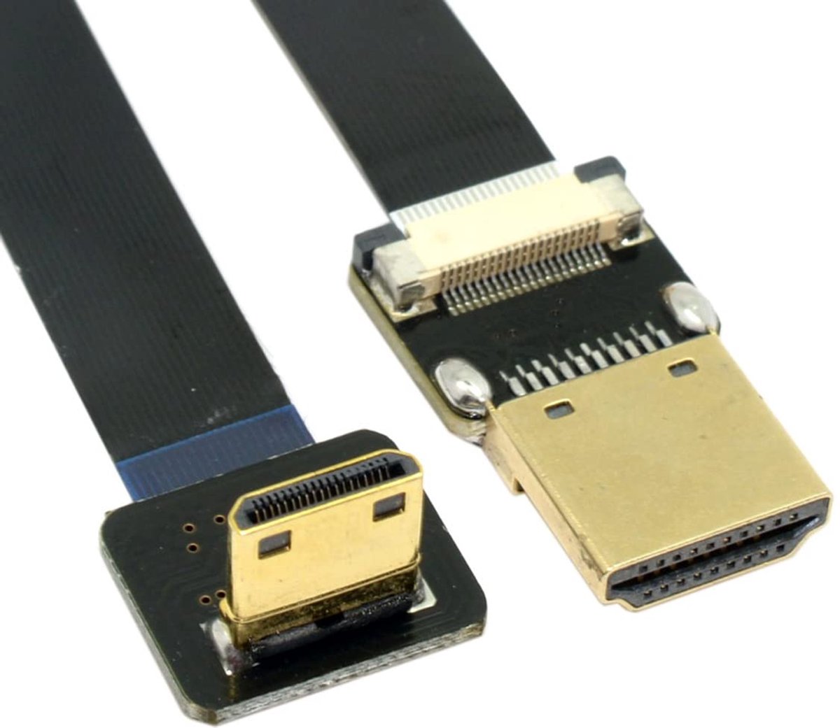 CY 50CM FPV Mini HDMI Male to HDMI Male FPC Flat Cable 90 Degree Down Angle - ShopVlot