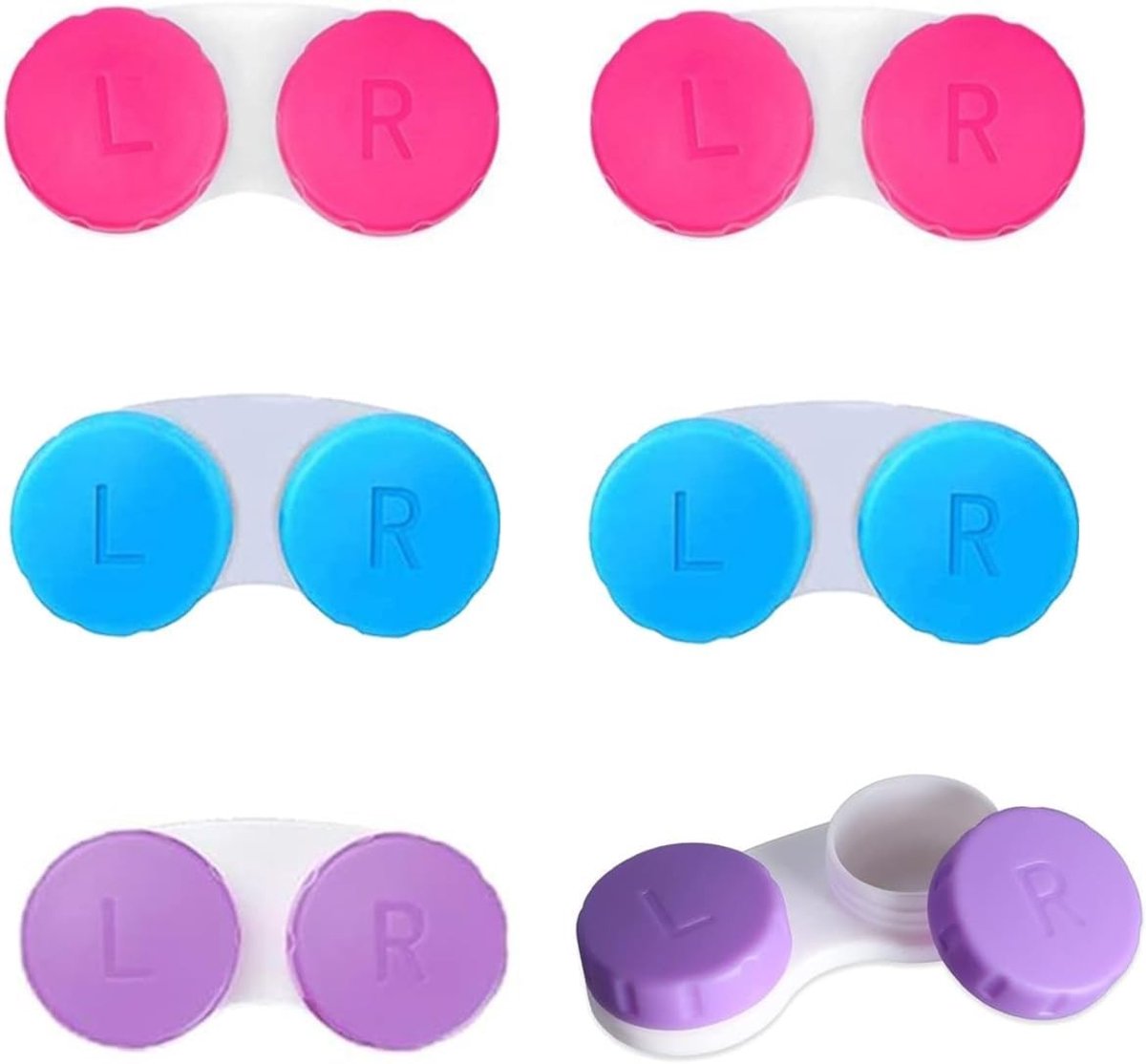 Contactlenshouder Set van 6, Eenvoudige Opbergdoos voor Contactlenzen met Spiegel, Lekvrije Reisoplossing en Bescherming