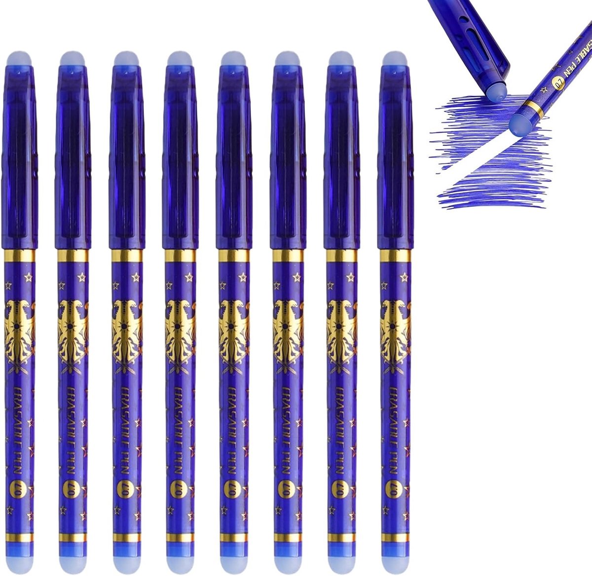 SnelShoppen - Set van 8 Uitwisbare Balpennen en Gelpennen 0,7 mm met Ingebouwde Gum - Ideaal voor Basisschool, Studenten en Kantoor - Glijdend Schrijv