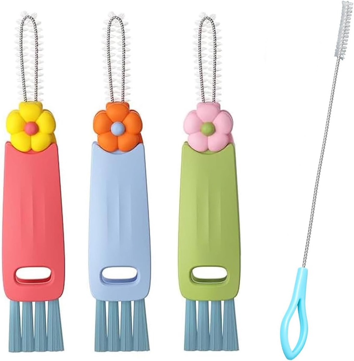 Multifunctionele Reinigingsborstel Set met Deksel, 3-in-1 Flesdeksel, Handige Keukenaccessoires voor Thuis en Crevice Reiniging
