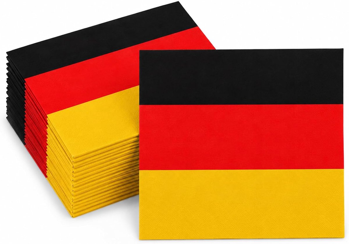 Koboko Papieren servetten in Duitse vlaggenkleuren, zwart, rood en goud, 20 stuks - ShopVlot