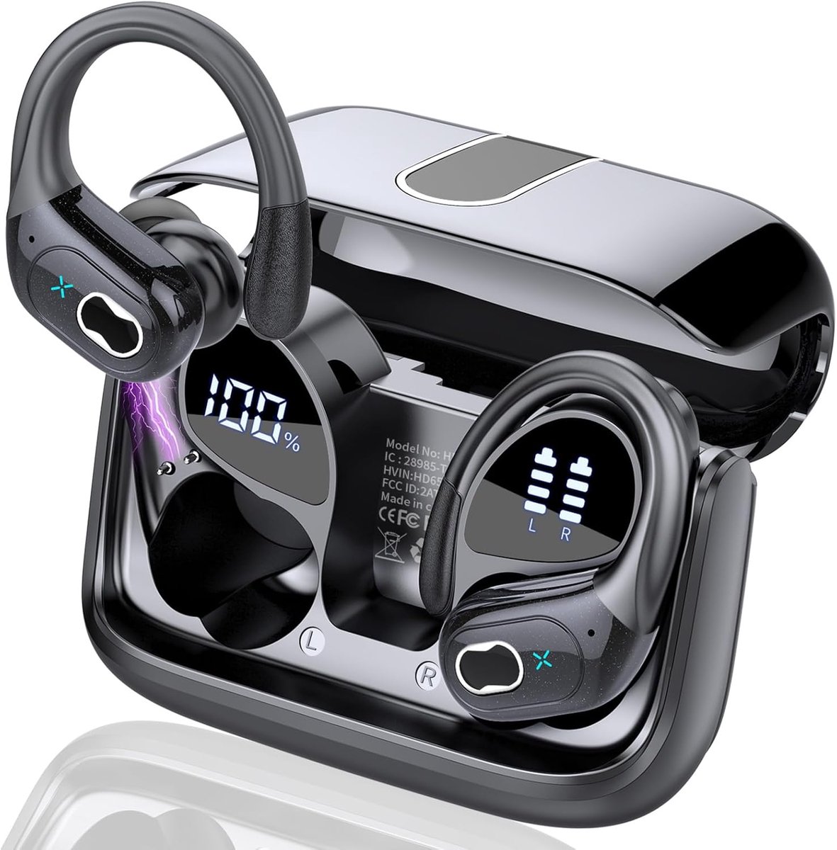 AI-vertaaloordopjes met realtime vertaling, 3-in-1 Bluetooth 5.4-vertaaloordopjes (ondersteunen 164 talen) met 6 vertaalmodi, 75 uur gebruiksduur en app voor reizen en zaken - zwart