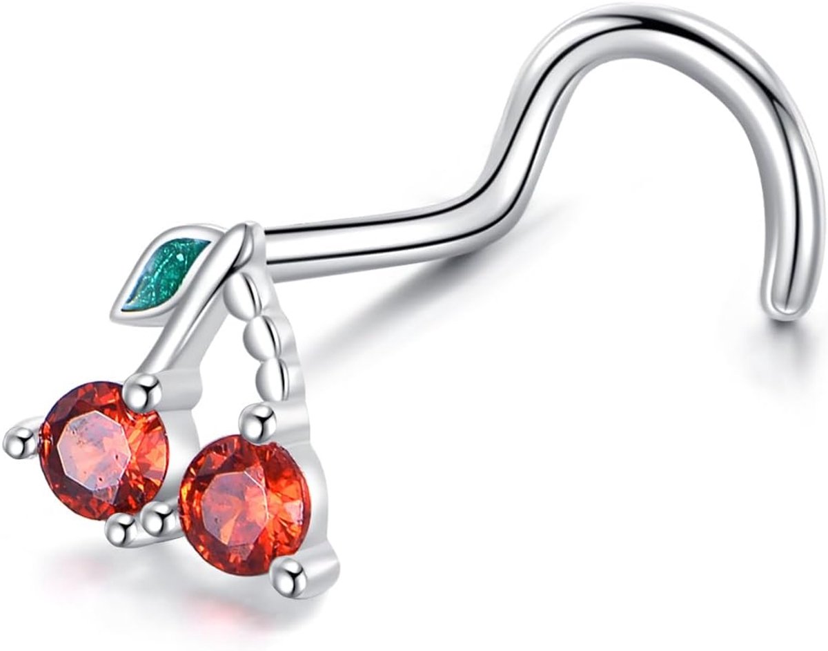 Neuspiercing 20 Gauge - Zilver 925 - Fruit Kurkentrekker - Unieke Kers Design - ShopVlot