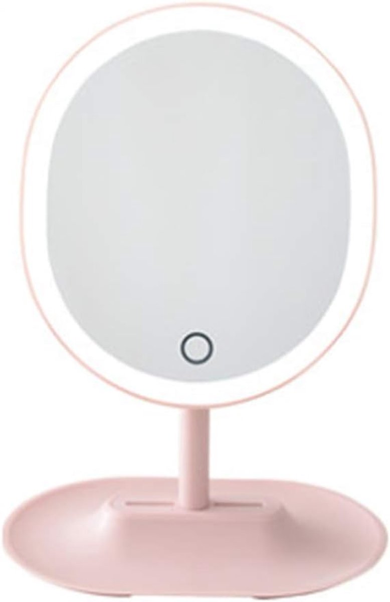 Makeup spiegel met verlichting - grote fluorecerende spiegel - roze/wit - ideaal voor perfecte make-up - ShopVlot