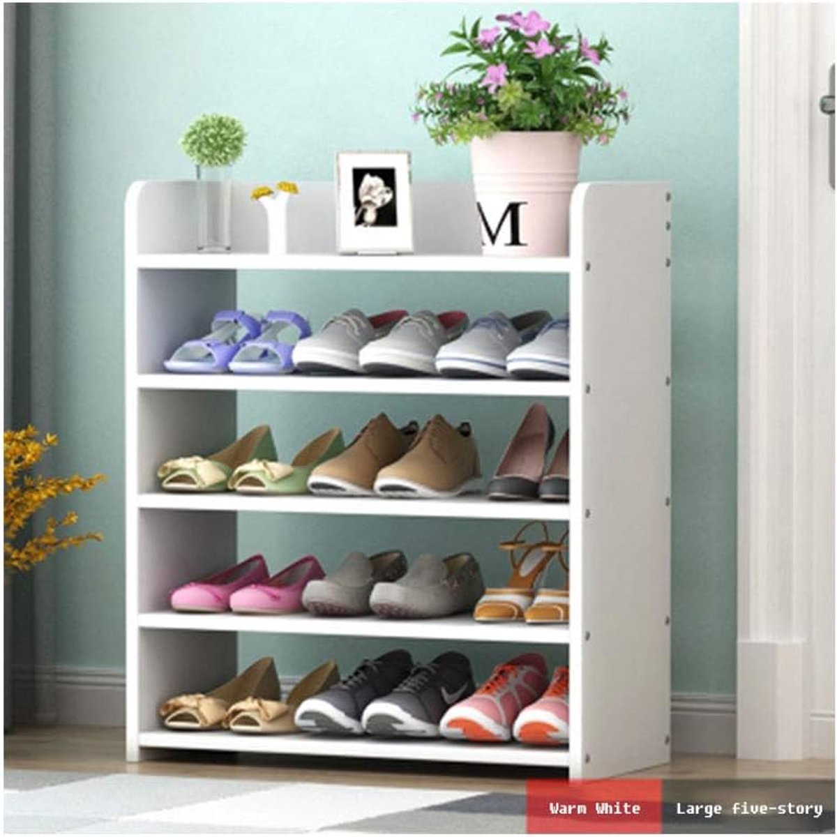 Schoenenrek Large 5 Laags - Houten Schoenplank - Natuurlijke Kleuren - Multifunctioneel Gebruik - ShopVlot