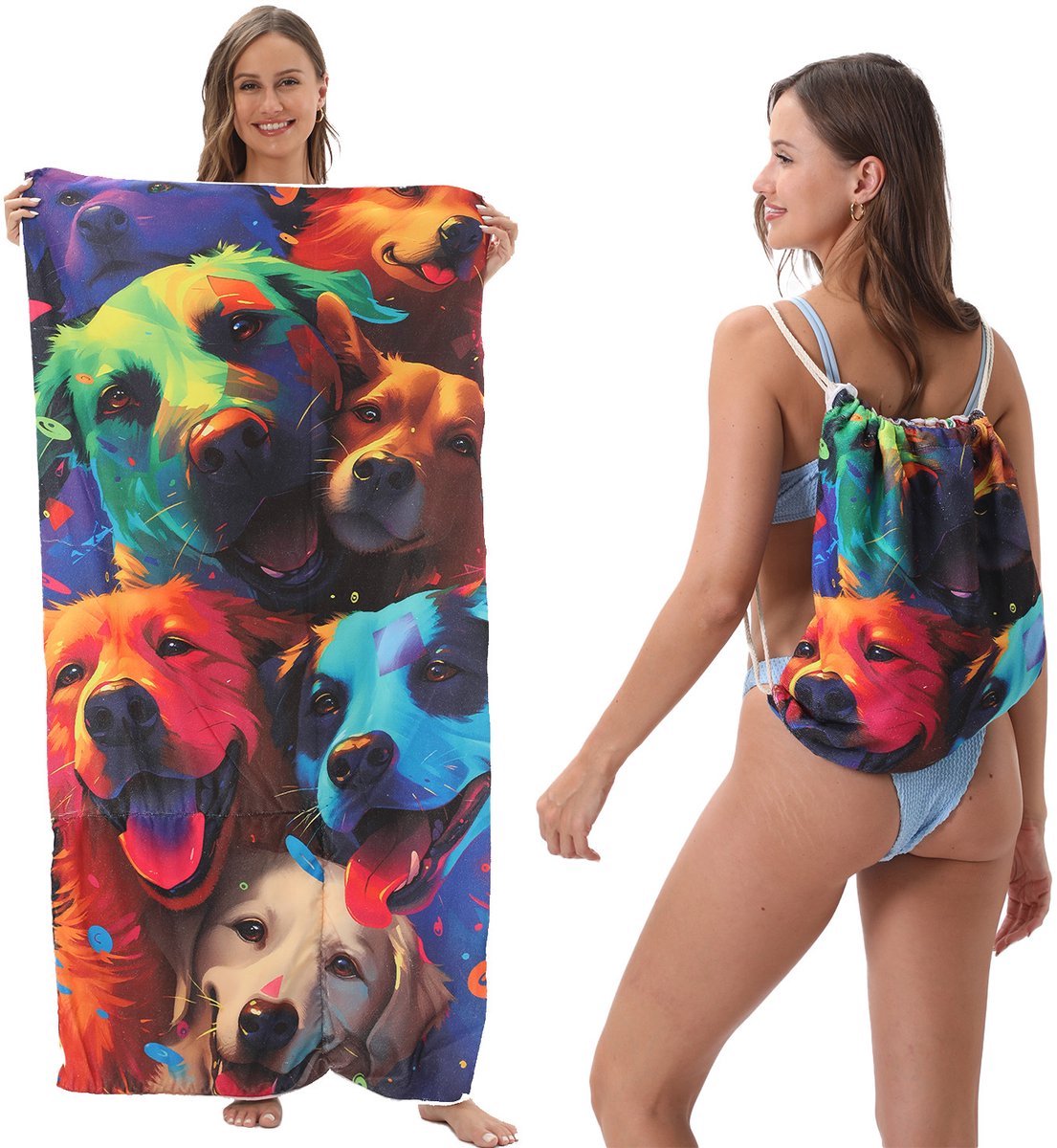 Casalora Strandlaken - Sneldrogende Handdoek - 2-in-1 Strand Handdoek met Rugzak – Microvezel – 80x160 cm – Strand & Kamperen, Yoga en Reizen