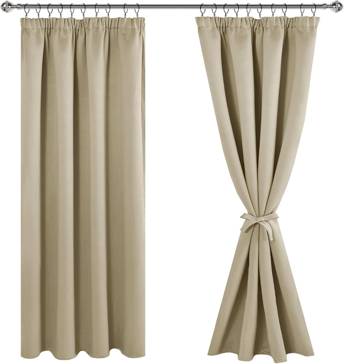 Opaque gordijnen 183 x 167 cm - taupe - verduisterend - ideaal voor woonkamer of slaapkamer - ShopVlot