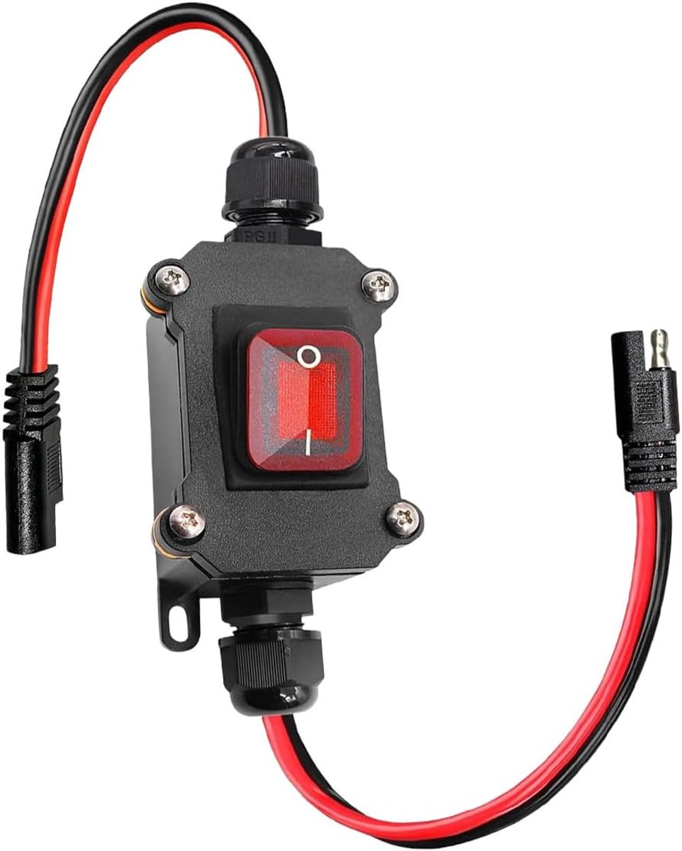 Inline Power Switch 12V-24V - IP67 Waterdicht - 14AWG SAE Kabel - Veilig schakelen voor zonnepanelen - ShopVlot