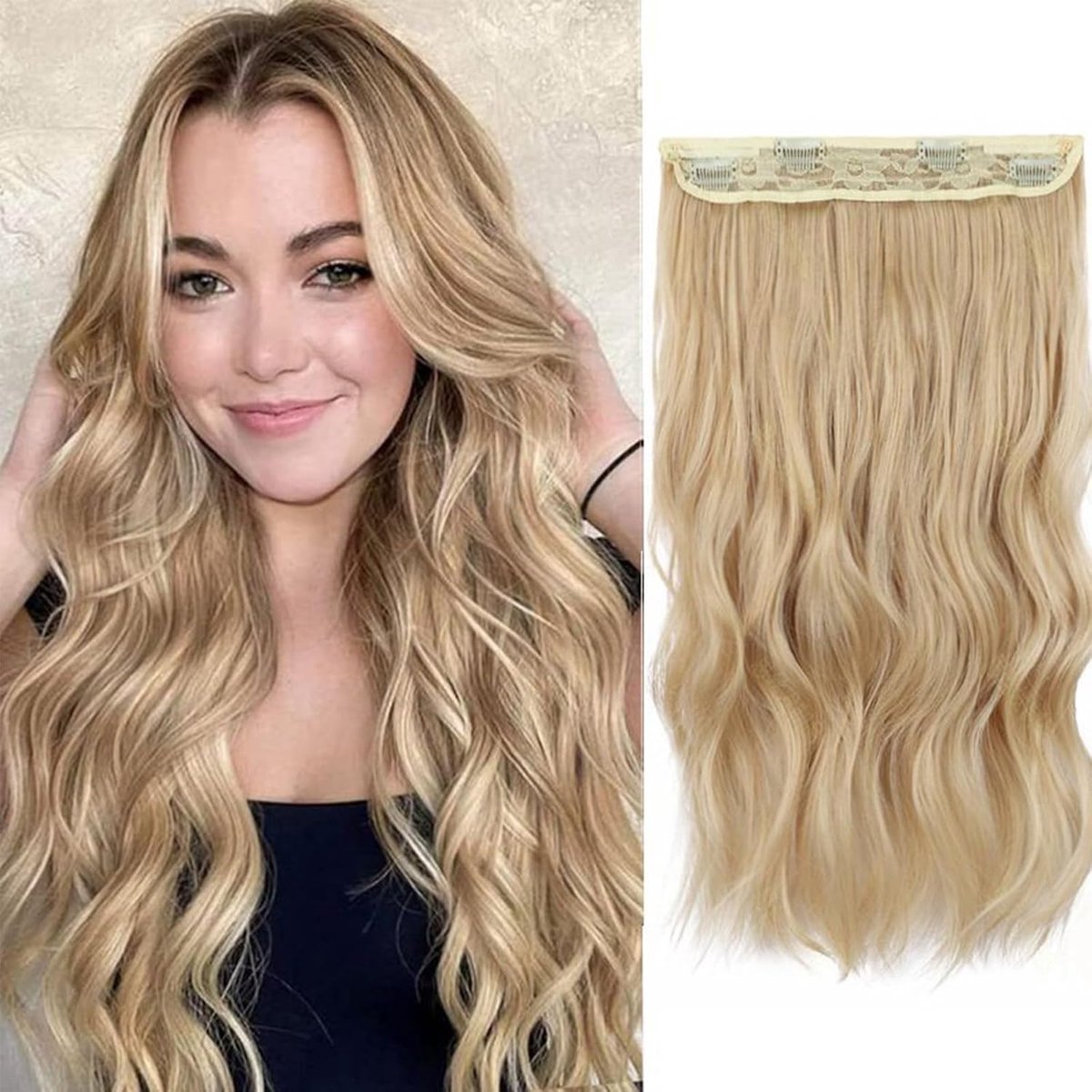 Clip-In Extensions 50 cm - Lang Golvend Haar - Synthetisch Haar - Makkelijk te Bevestigen - ShopVlot