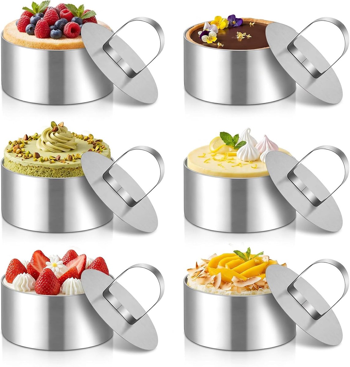 Dessertringen 8 cm - Ronde Servierringen van RVS - Herbruikbaar en Ovenbestendig - Perfect voor Mousse en Desserts - ShopVlot