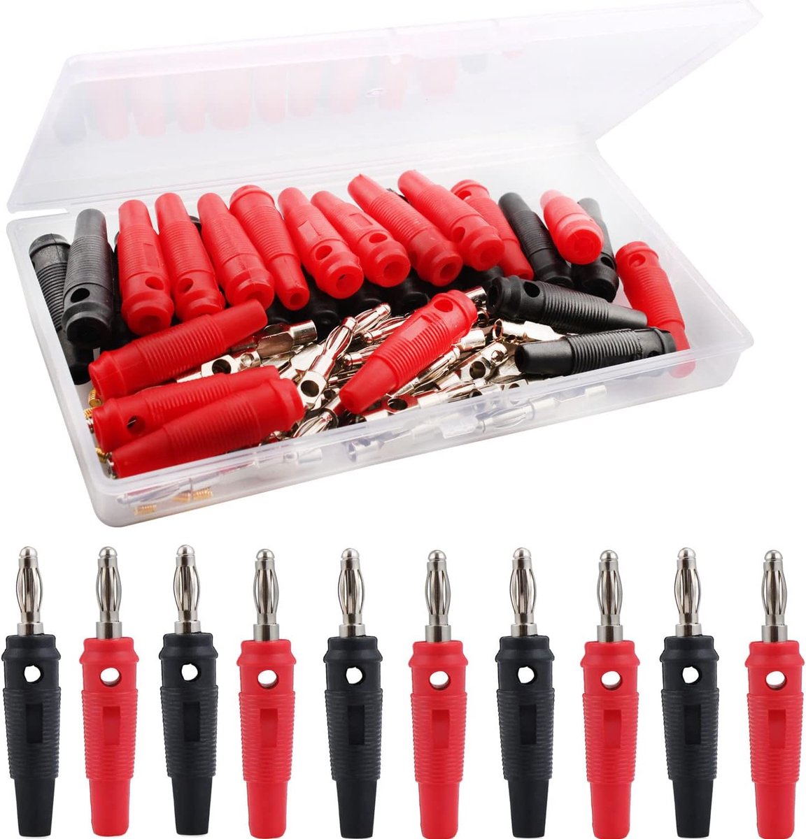 SnelShoppen - 30 Stuks 4mm Banana Plug Luidspreker Plug Audio Kabel Plug (Rood Zwart) - Hoogwaardige Kwaliteit - Ideaal voor Luidsprekers en Audio Toe