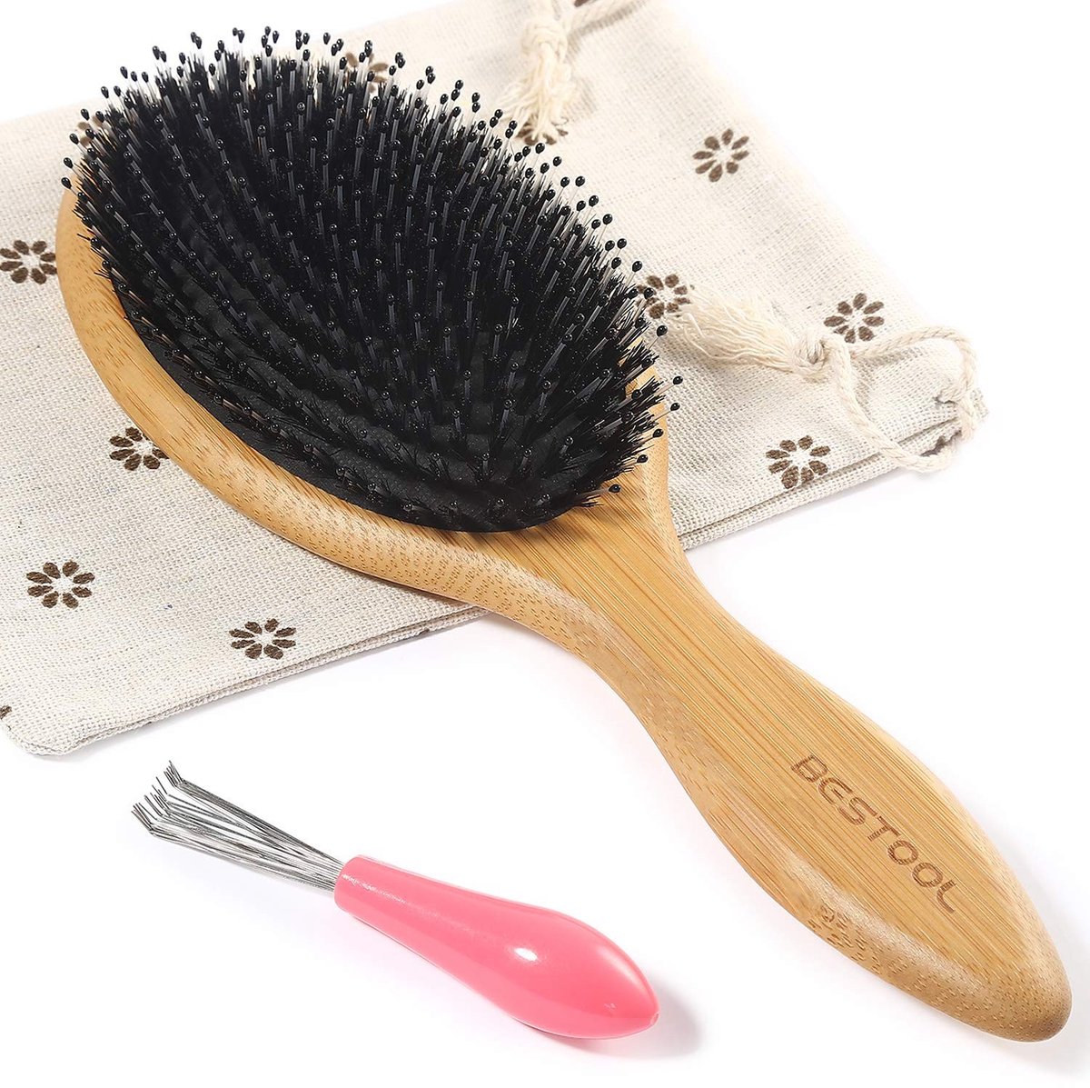 Solidchoice - Boar Hair Brush met Nylon Penselen en Bamboo Handvat