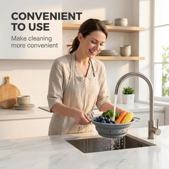 Pasta vergieter 11 inch - Vouwbaar - Flexibel siliconen - Ruimtebesparend voor camping - ShopVlot — afbeelding 2