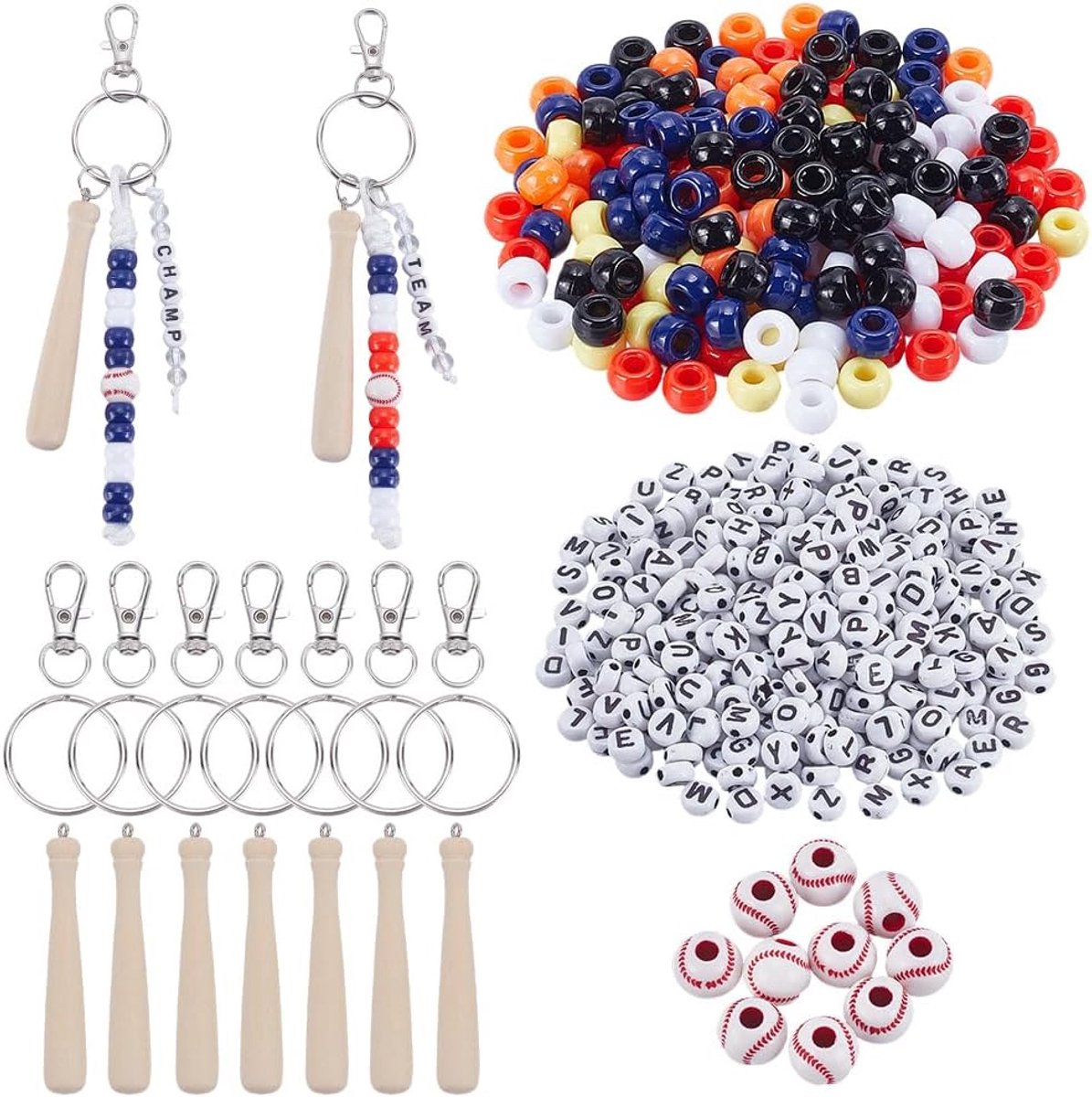 Baseballsleutelhangerset 572-delig - Kralen en touw - Creatief en sportief - Ideaal voor eigen creaties - ShopVlot