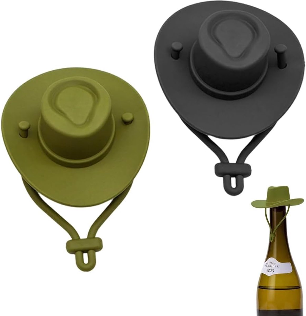 Wijnstopper Cowboyhoed 2 Stuks - Herbruikbare Flessenstop - Decoratieve Bottle Stopper - Voor Feest en Diner - ShopVlot