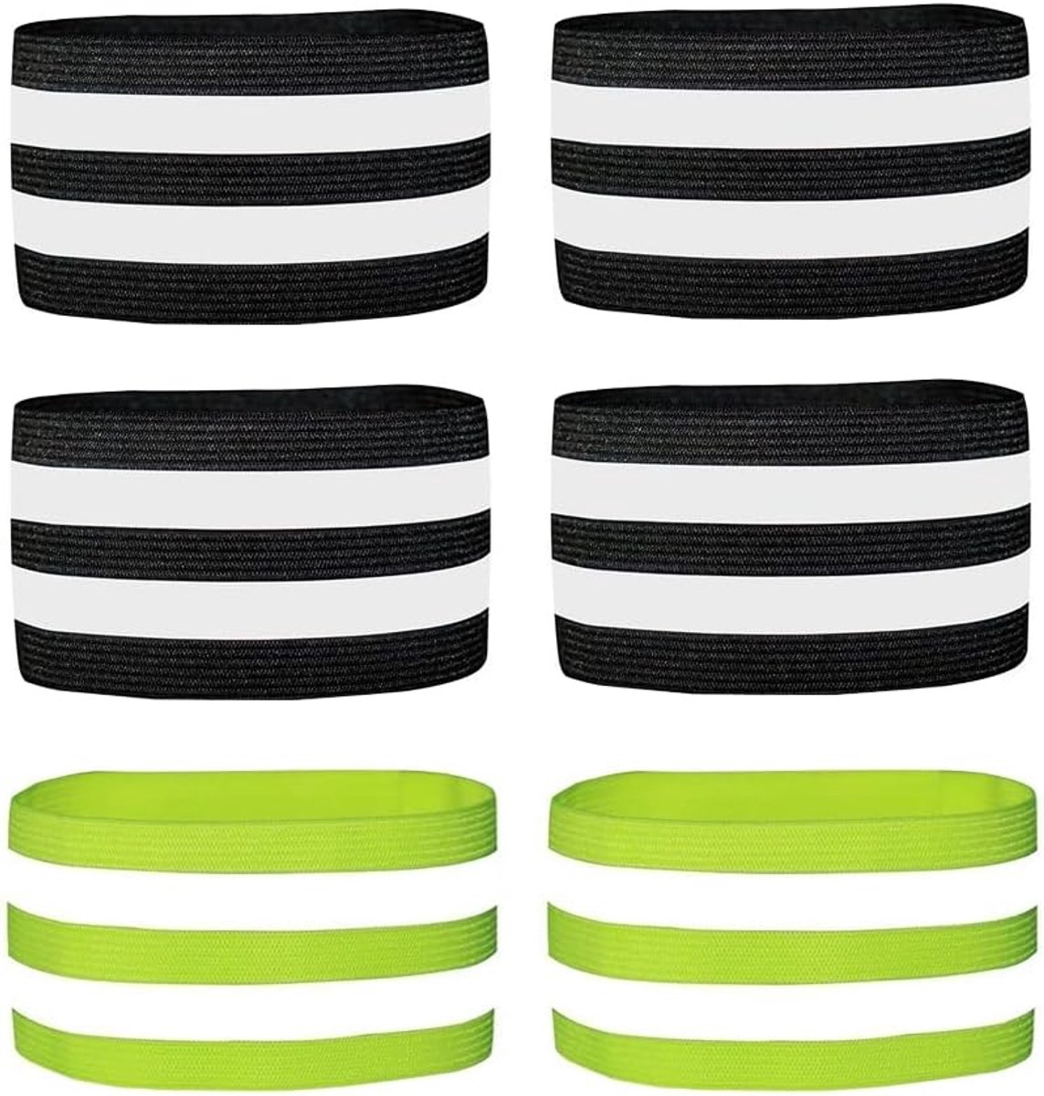 Set van 6 elastische reflecterende banden met klittenbandsluiting voor fietsen en joggen in 2 kleuren - extra zichtbaarheid en veiligheid