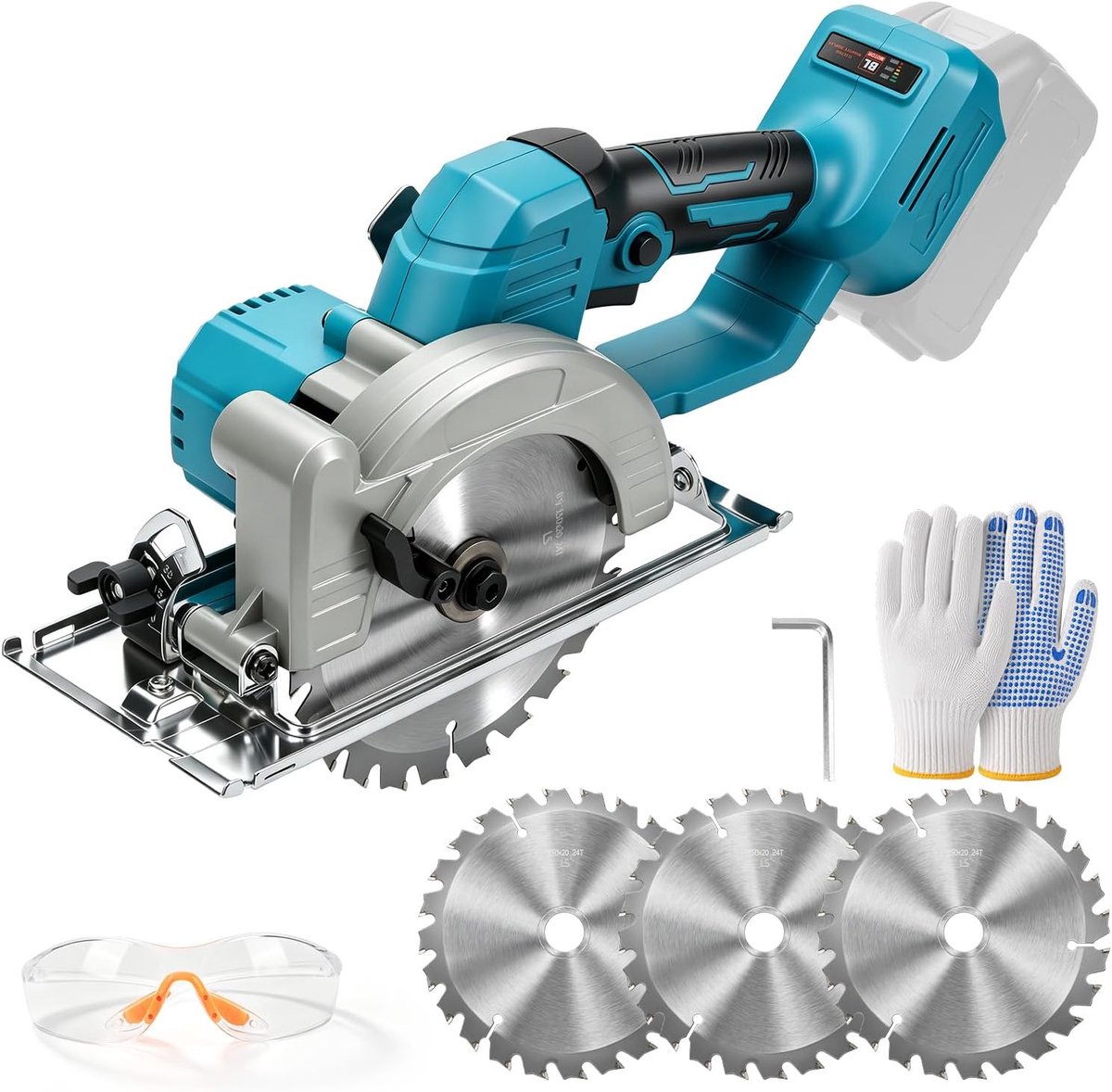 Accu-cirkelzaag 6 inch - borstelloze mini-cirkelzaag - 3 zaagbladen - ideaal voor buitengebruik - ShopVlot