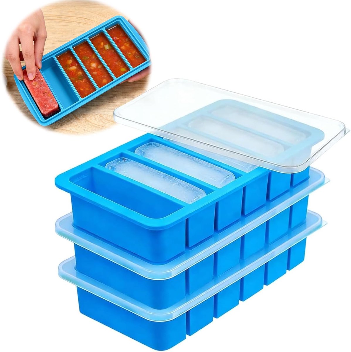 Soepvriescontainers met deksel - 3 stuks - siliconen - ideaal voor soep en bouillon - ShopVlot