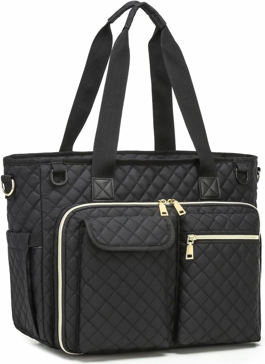 Laptoptas voor Vrouwen - Zwart - 39,6 cm - Stijlvolle Laptoptas met Schouderband - Voor Werk en Reizen