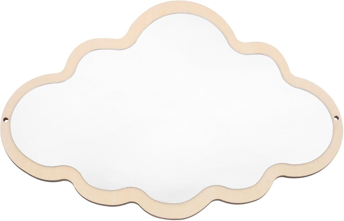 Houten spiegel voor kinderen met wolkenmotief - Decoratieve wandspiegel voor make-up en badkamer - Klein cosmetisch accessoire voor woonkamer en cadeau voor Kerstmis
