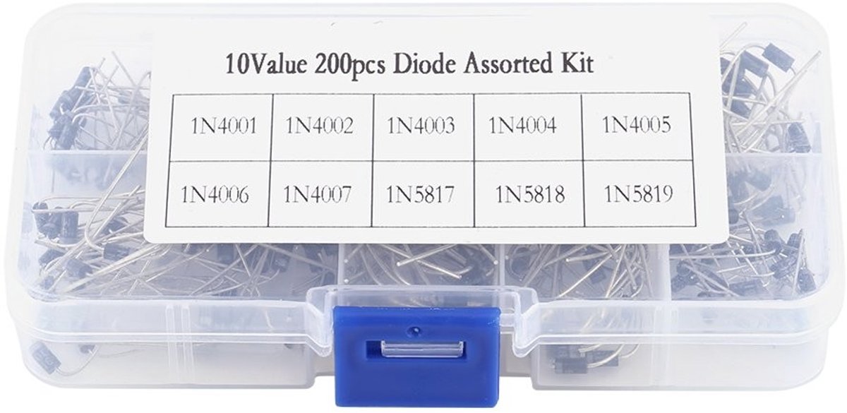 200 Stuks Assortiment Kit met 10 Waarden Spanningsregelaars en Diodes voor Elektronische Projecten en Reparaties