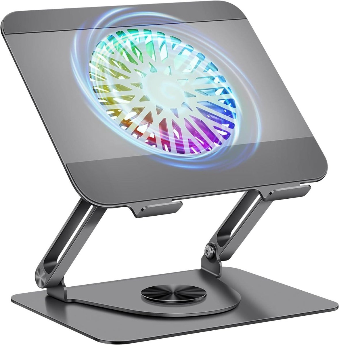 Laptopstandaard Koeler - Verstelbare Houder - Efficiënt Werken - 360° Draaibaar - Tot 16 Inch - Grijs