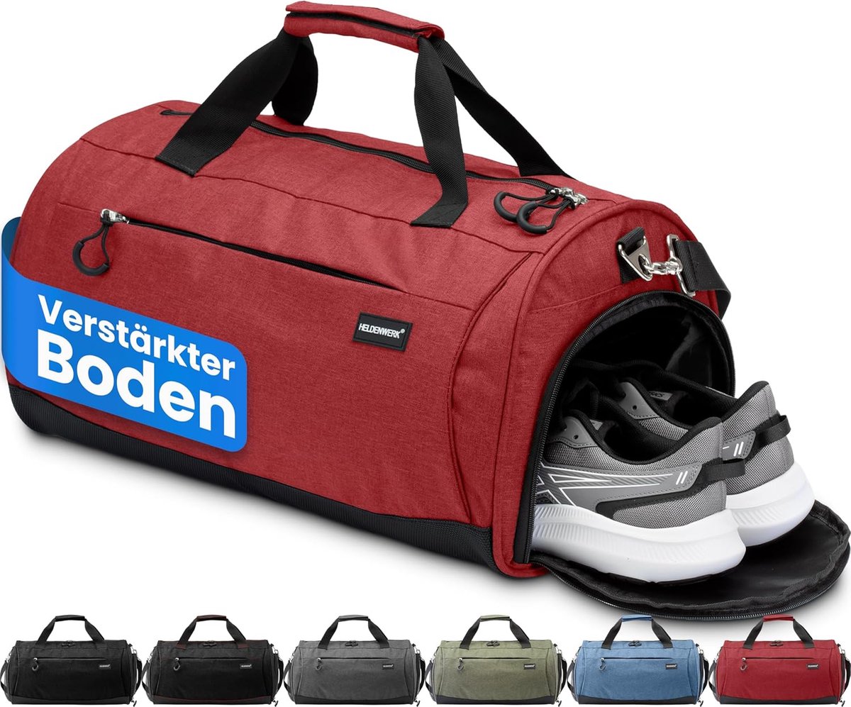 SnelShoppen - Sporttas met schoenenvak en nat vak, trainingstas voor dames en heren, multifunctionele reistas, fitnesstas, sporttas, rosé, met schoude