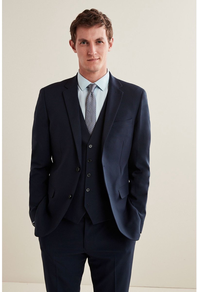 Next - Heren - Slim Fit - Must-have kostuum: colbert - Regular - Blauw