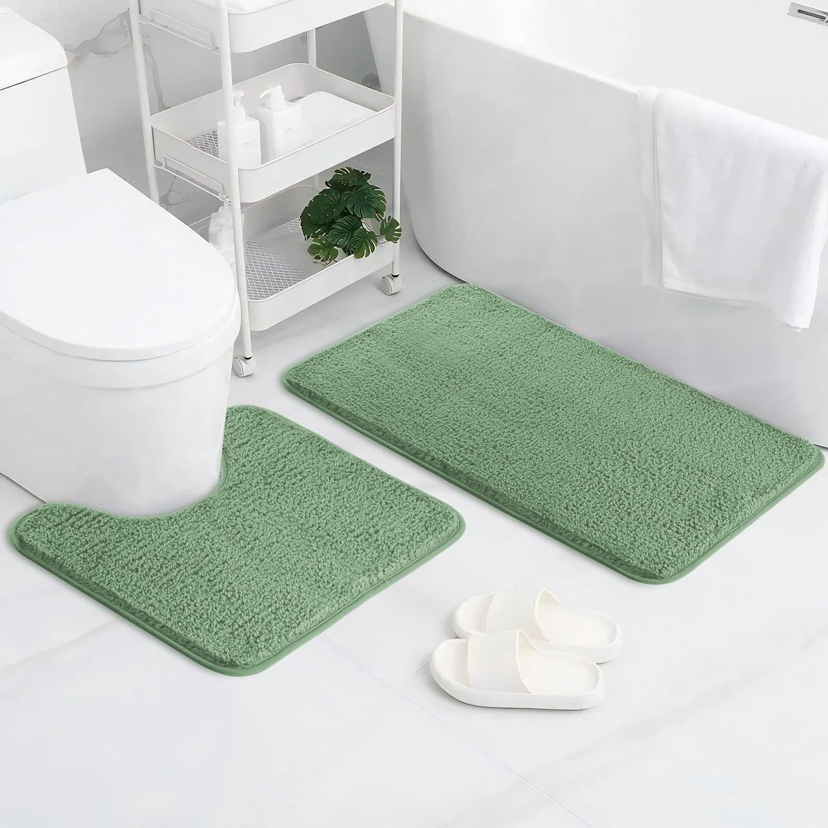 SnelShoppen - 2-delige Set Badkamermatten, Microvezel Pluizige Shaggy Badmat en Toilettapijt, Antislip, Sneldrogend, Zacht, 50 x 80 cm + 50 x 40 cm, B