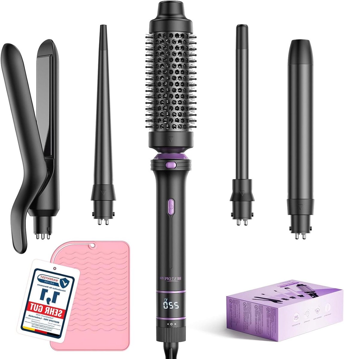 Krultang Set - Haarstyling Tool - Diverse Kapsels - 5-in-1 Accessoires - 13 Temperaturen - Zwart