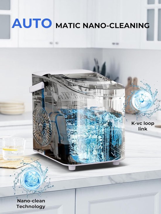 IJsblokjes Machine - Mini IJsmaker - Snelle IJsproductie - Automatische Reiniging - 14kg per dag - Wit — afbeelding 3