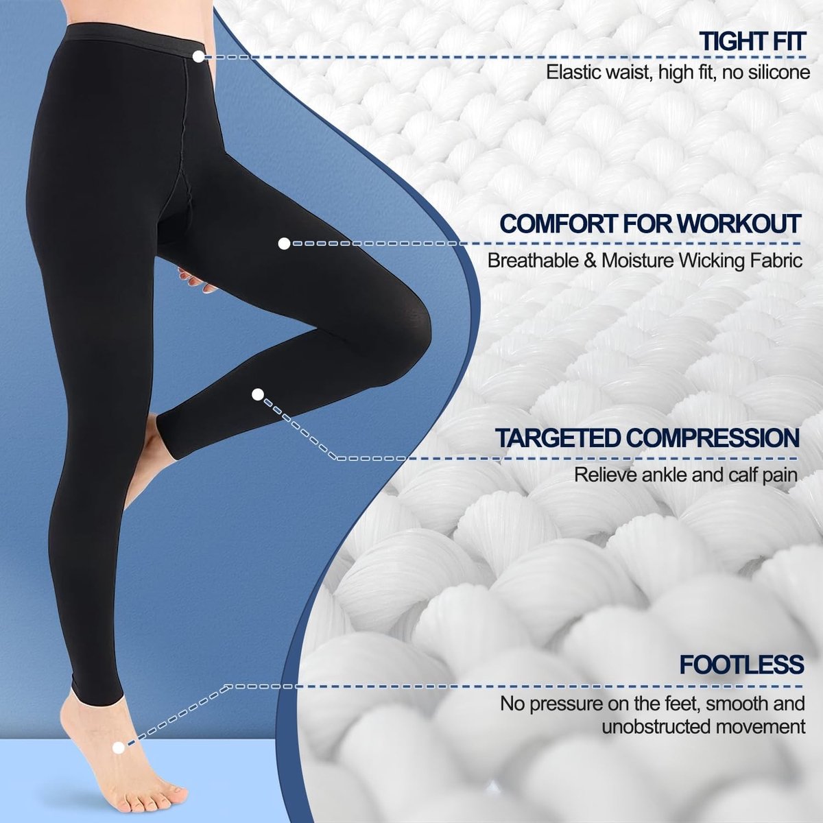 Steunende Compressiekousen voor Mannen en Vrouwen, 20-30 mmHg, Voor Varices en Oedeem, Toeless Ontwerp