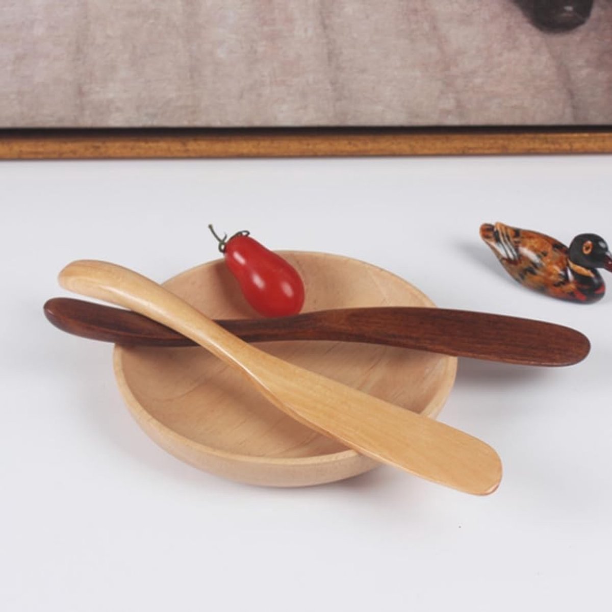 Houten Botermes Set van 2 - Ideaal voor Jam, Kaas en Sandwiches - Perfecte Tafelaccessoires voor Ontbijt en Condimenten