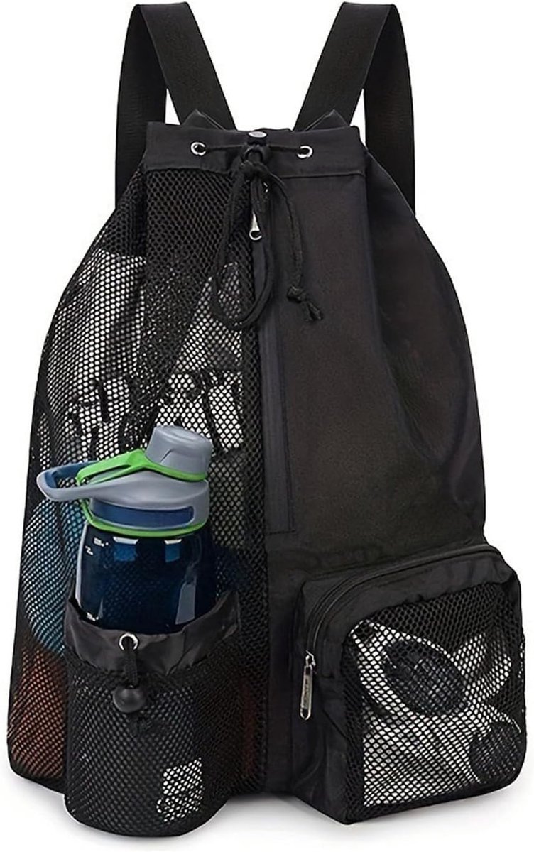 Vouwbare mesh strandrugzak, waterdichte sporttas met trekkoord voor mannen en vrouwen, ideaal voor strand, zwemmen en fietsen.