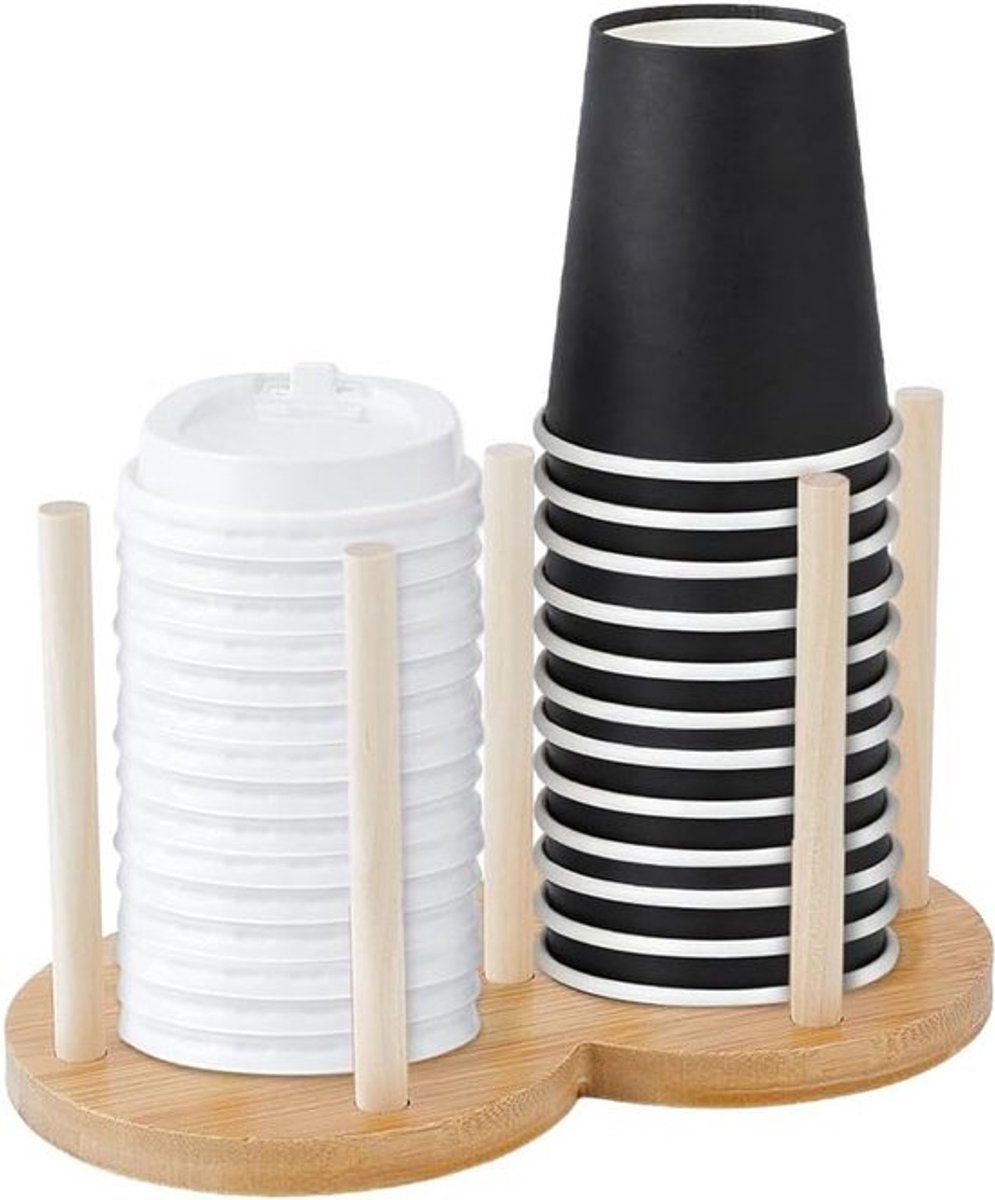 Set met deksel Tumbler van hout, 2-in-1 ontwerp voor glazen, multifunctioneel, keukenaccessoire, 111,5 x 202 x 120 mm