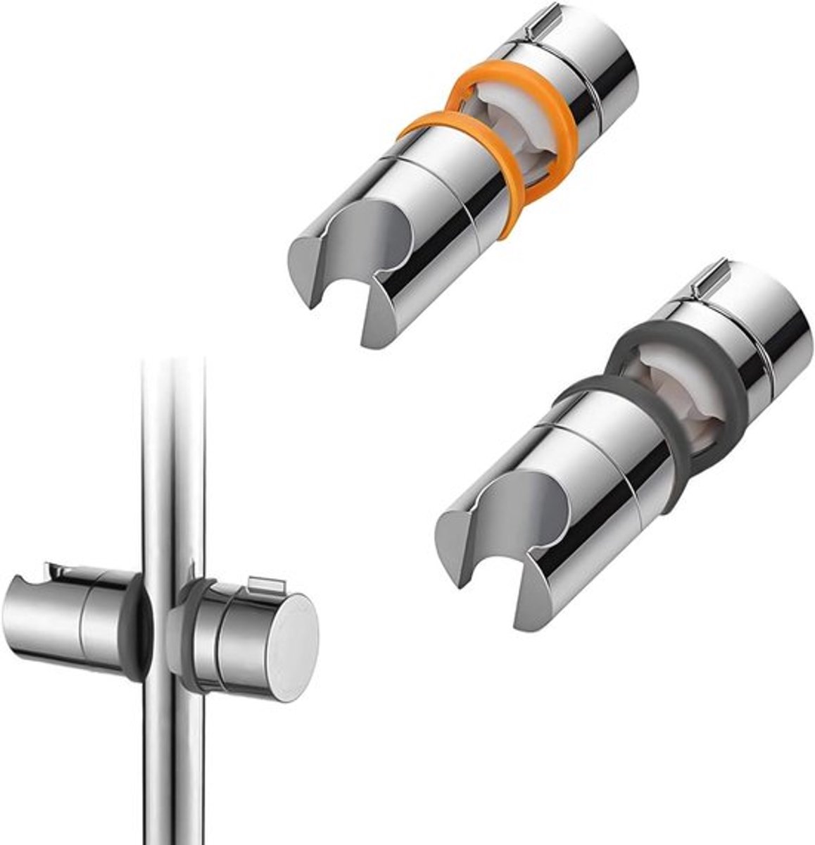 Verstelbare douchekophouders voor handdouche - Set van 2 - 360° draaibare houder - Geschikt voor douchekoppen van 18-25 mm - Ideaal voor thuis, hotel en openbare badkamer.