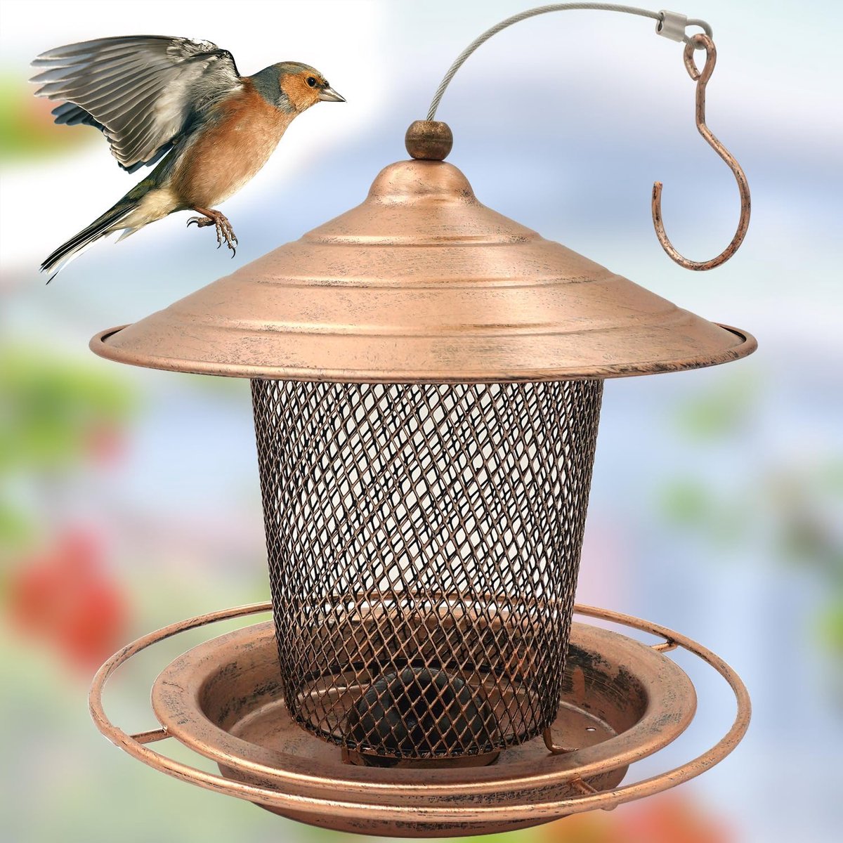 SnelShoppen - Hangende metalen vogelvoeder voor wilde tuin vogels - Voederhuisje voor roodborstjes - Duurzaam en stijlvol design - Perfect voor tuin e
