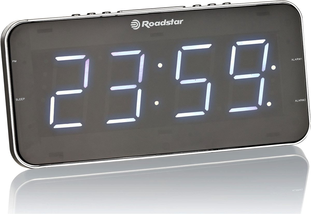 SnelShoppen - Analoge Radio Klok Zwart met Grote Cijfers, FM Ontvanger, Snooze Functie, Ideaal voor Slaapkamer, Keuken en Kantoor