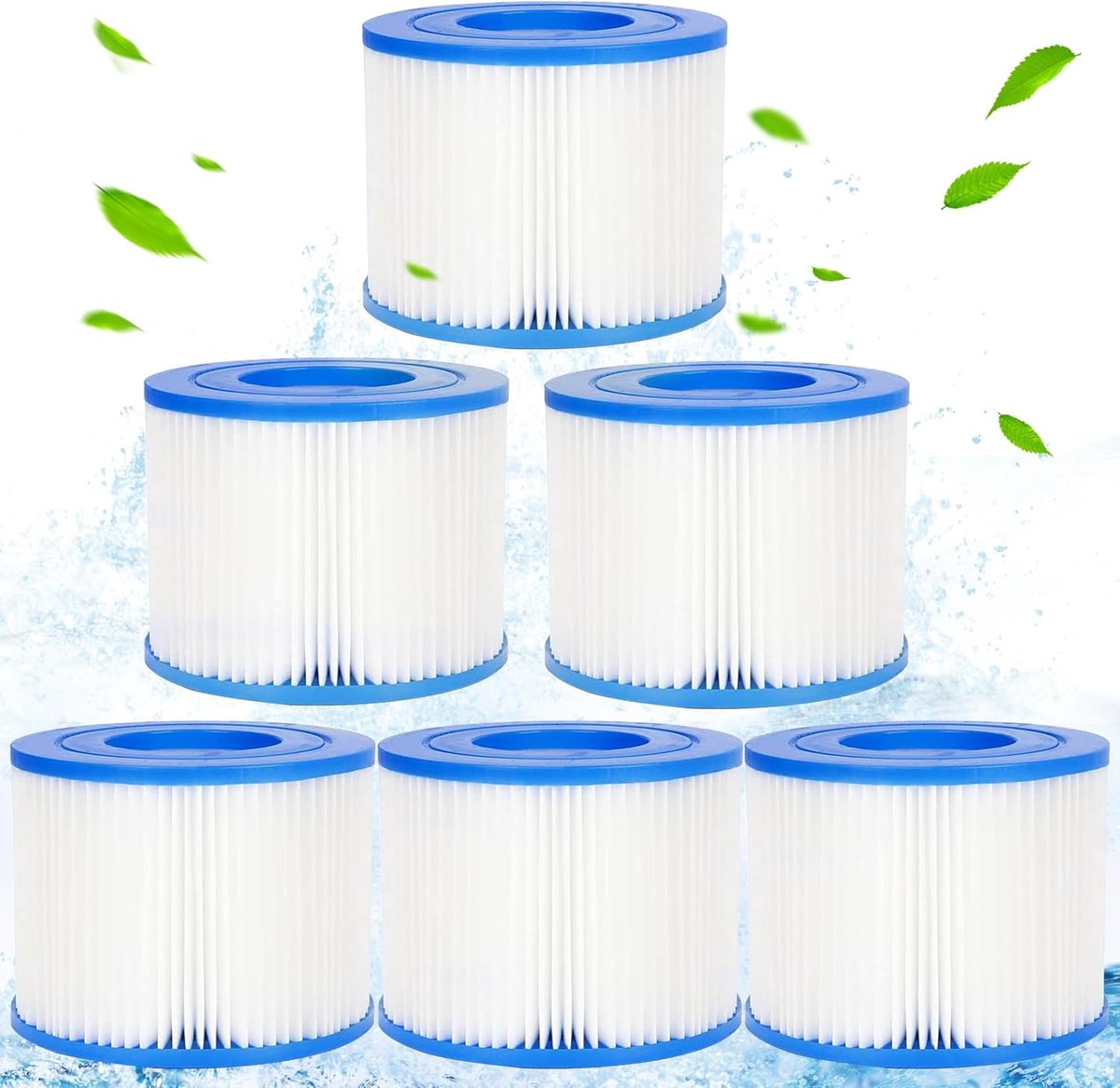 Set van 6 Type S1 spafilters, PureSpa Type S1 vervangingsfilters, Type S1 spa- en jacuzzifilter, spafilter geschikt voor Easy Set 29001E zwembadcartridges