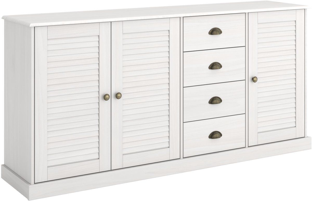 Edith-Dressoir met 3 deuren, 4 lades in dennenwit