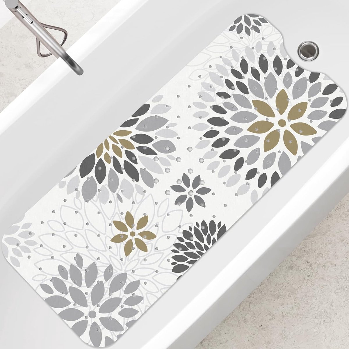 SnelShoppen - Badmat Antislip Grijs 100 x 40 cm | Schimmelbestendig, Machinewasbaar, Comfortabele Badmat voor Badkamer, Douche en Toilet