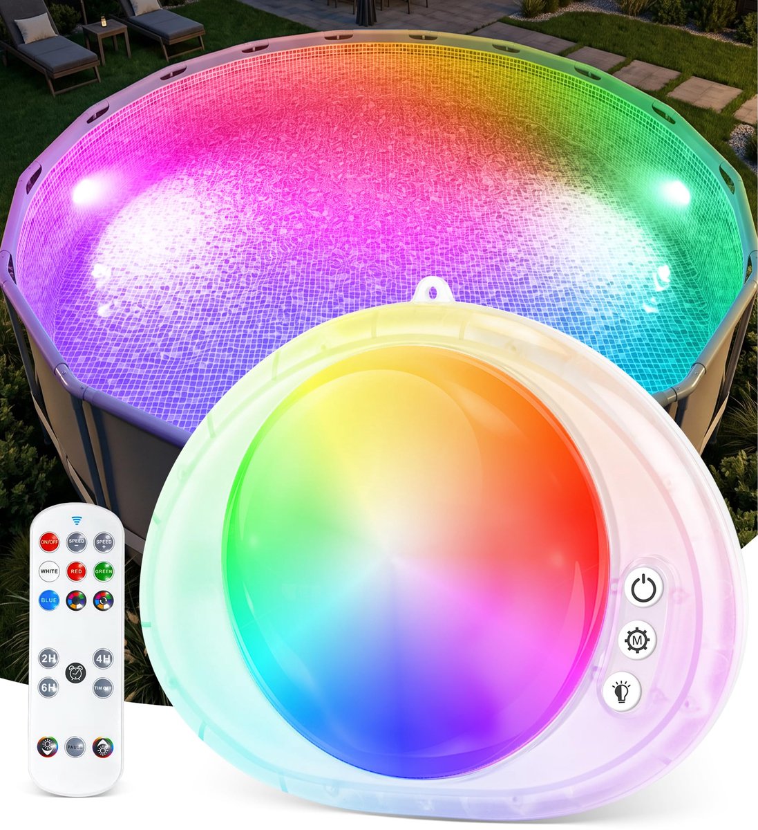 SnelShoppen - Nieuwe Onderwaterverlichting voor Zwembaden met Afstandsbediening, Kleurige Lichtshow, Accu, Magnetisch, IP68 Waterdicht, Perfect voor F