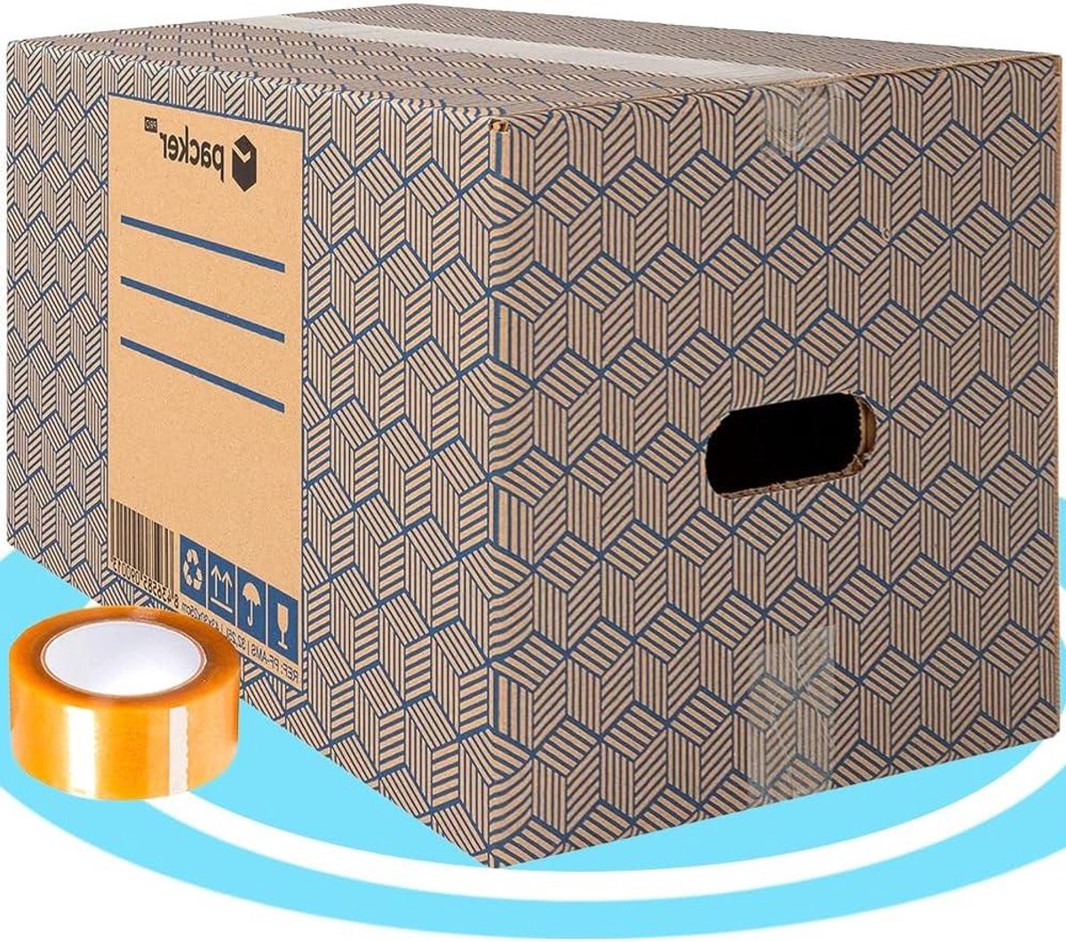 Verhuisdozen Karton - Opbergdozen Set - Verhuizen Opslag - Met Handgrepen - 43x30x25 cm - Blauw