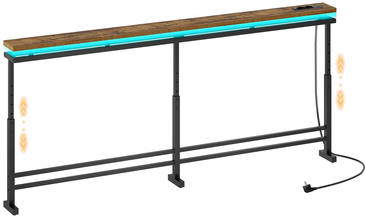 SnelShoppen - In hoogte verstelbare haltafel met LED-verlichting en oplaadstation - Perfect voor feesten, tuin, keuken, camping, multifunctioneel en m