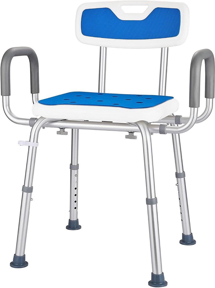 Douchestoel - Badzitje Kruk - Veilig Douchen - 6 Hoogtestanden - 150 kg Belastbaar - Blauw