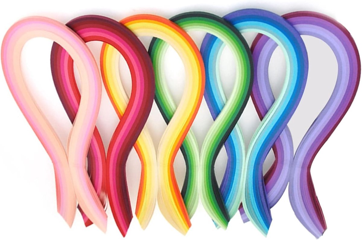 720 Stuks Papieren Quilling Strips voor DIY Papierkunst en Bloemcreaties in 6 Kleuren 530 x 3 mm