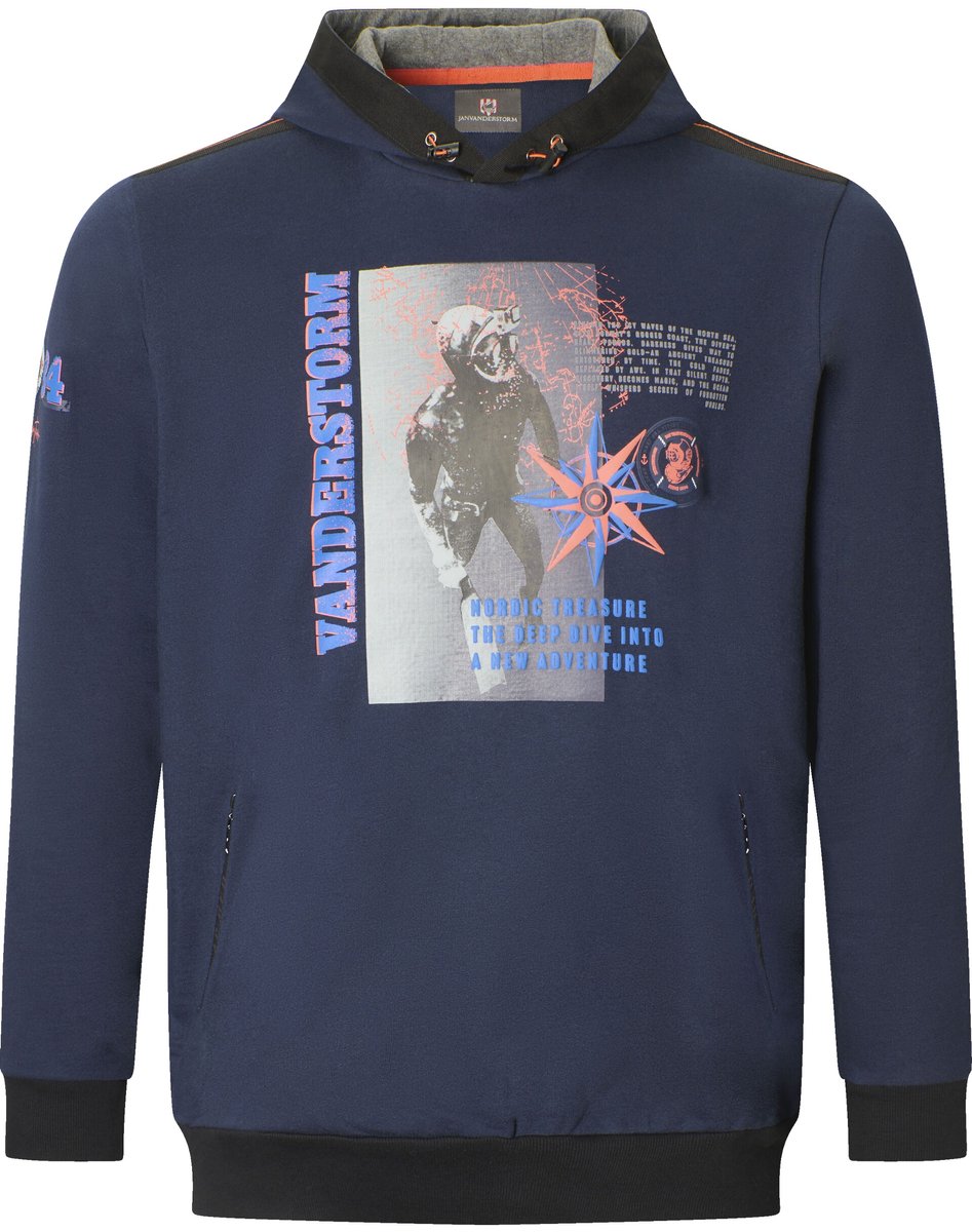 Jan Vanderstorm herren Sweatshirt - 68/70 - donkerblauw - Plus Size