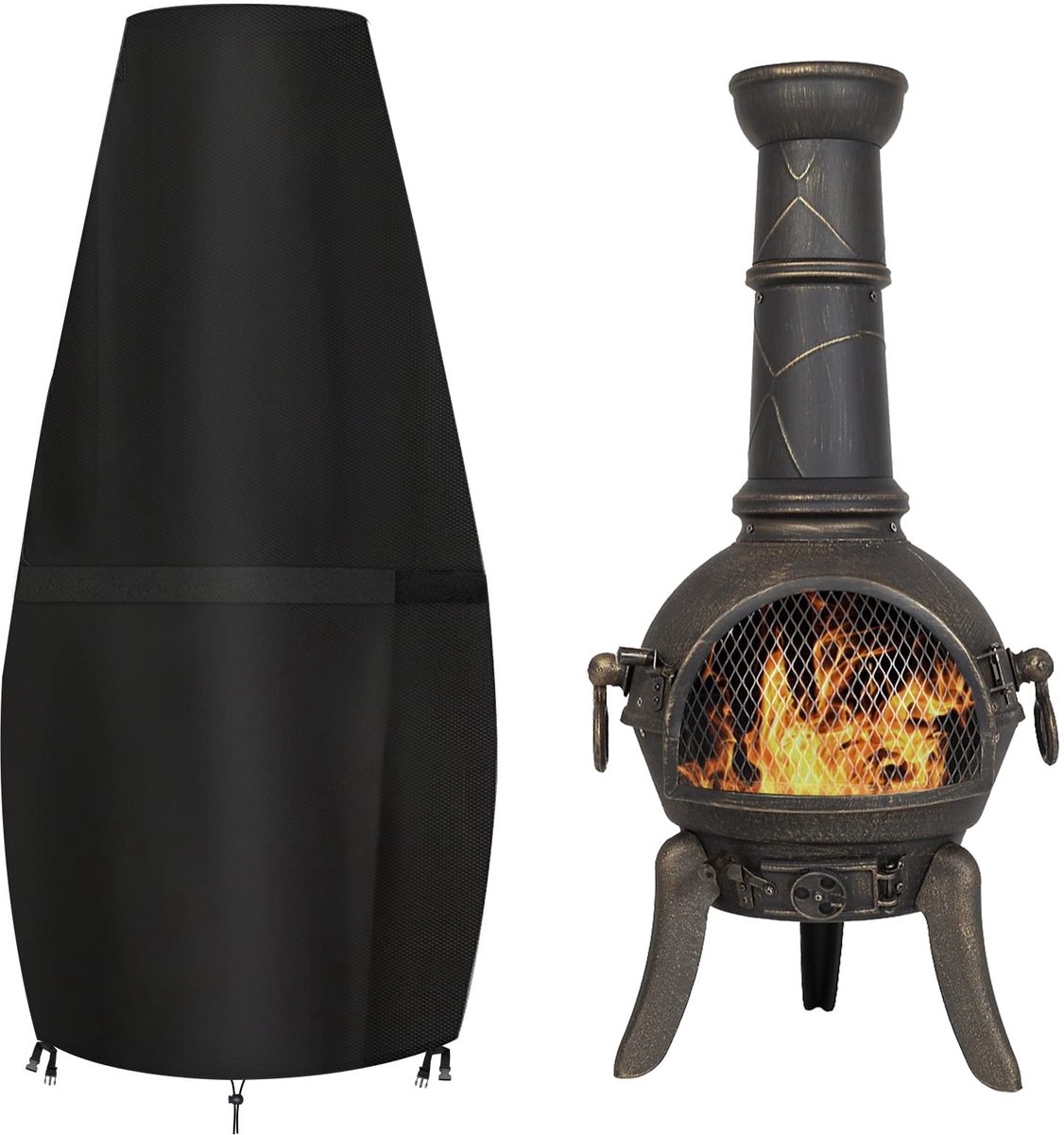 SnelShoppen - Outdoor Heater Cover Zwart 122 x 80 x 21 cm - Beschermhoes voor Terrasverwarmers, Waterdicht, UV-bestendig, Geschikt voor Tuin, Balkon,