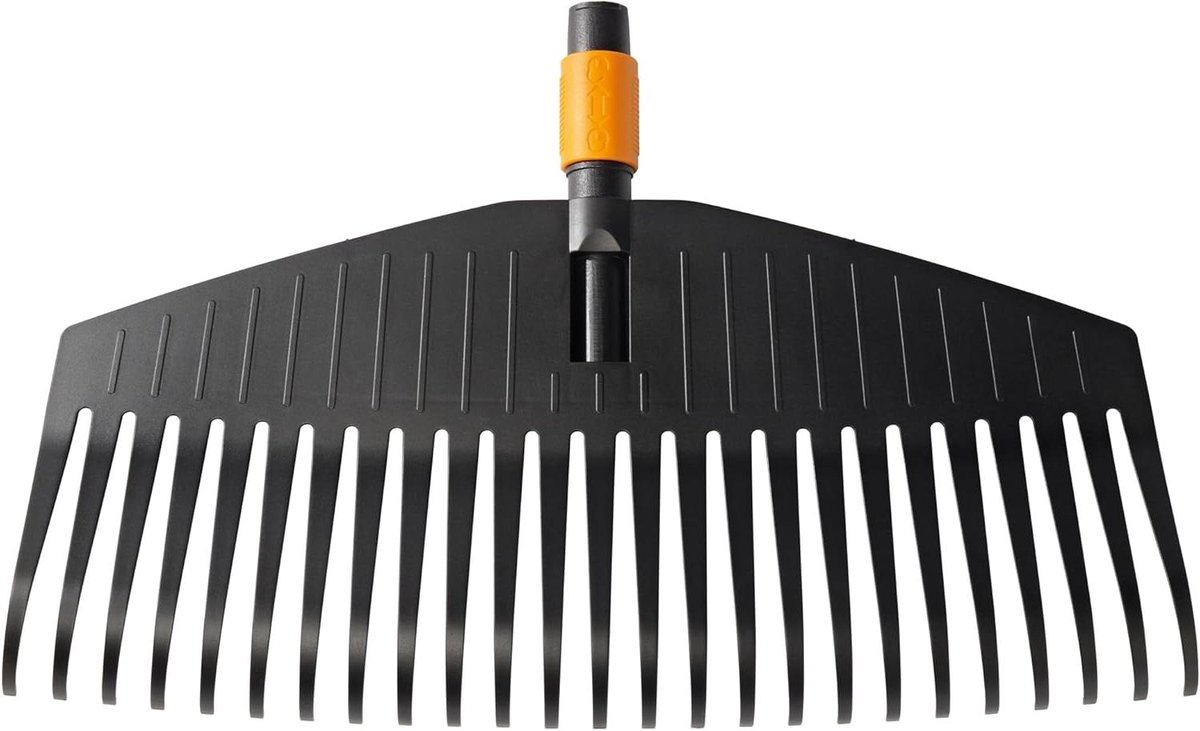 Bladhark Kop - Tuinhark Kunststof - Bladeren Harken - Flexibele Tanden - 50 cm Breed - Zwart Oranje