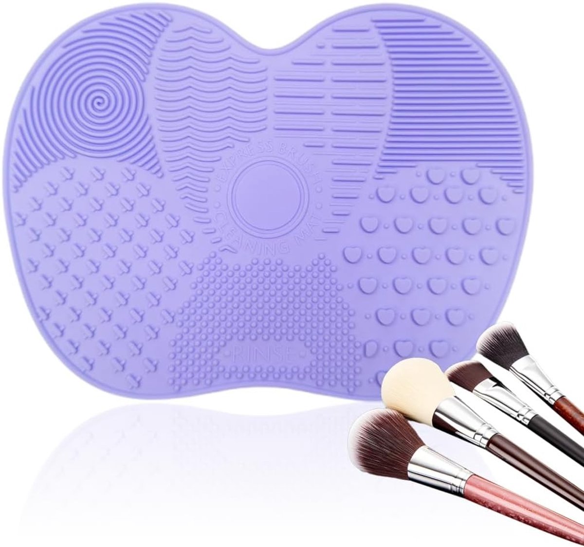Reinigingspad voor make-upborstels - Effectieve siliconen reiniger voor cosmeticakwasten, ideaal voor thuisgebruik en onderweg, paars